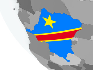Flag of Democratic Republic of Congo on political globe