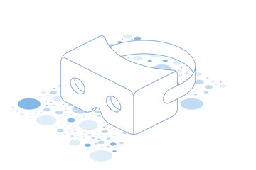 Isometric glasses of virtual reality for a smartphone on a white background. Flat vector illustration EPS10.