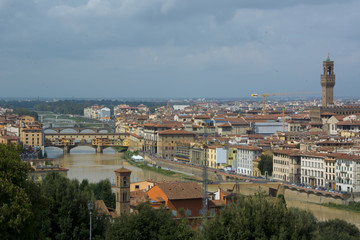 Obraz premium panorama of the city of florence, domes of the renaissance ,river