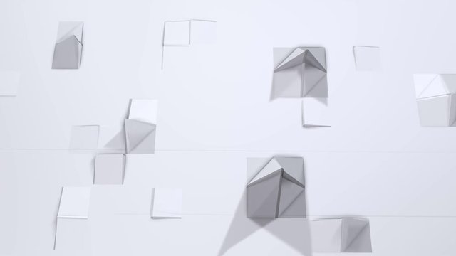 Simple low poly 3D surface as lovely background. Soft geometric low poly background of pure white grey polygons. 4K Full hd seamless loop background with copy space