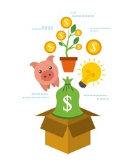 box money dollar piggy idea growth safety business vector illustration