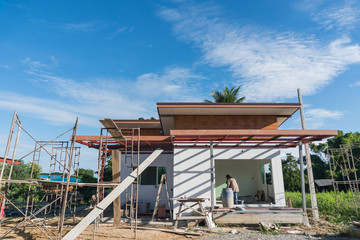 Building Site With House Under Construction