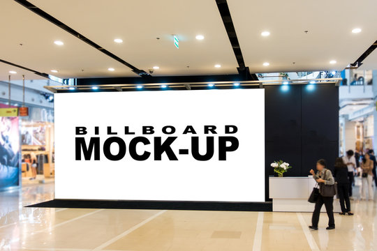Blank Billboards Located In Shopping Mall