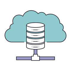 cloud and network server storage icon in color section silhouette vector illustration