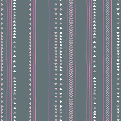 PrintHand Drawn Triangle, Stripes & Herringbone - Seamless Background Tile - Repeat Pattern - Grey, Purple, White and Coral - 171254445