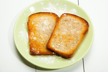 Toast on white background