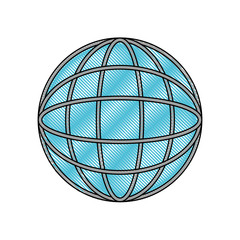 globe world icon in color crayon silhouette vector illustration