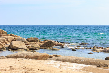 Stone beach of the  Sea at summer day
