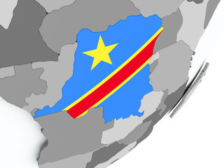 Flag of Democratic Republic of Congo on map