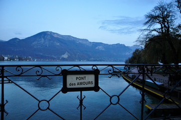 bridge of love pont des amours sign in annecy, France