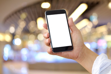 Man hand holding blank screen smartphone.