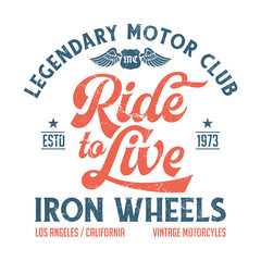 Ride To Live - Tee Design For Print