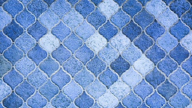 Blue Tile Wall In Bathroom