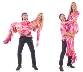Pair dancing isolated on the white