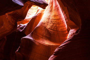 Abstract red sandstone shapes in Antelope Canyon, Arizona