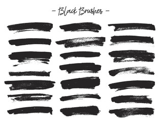 Vector brushes. Set of black ink