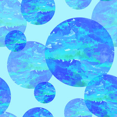 Seamless watercolor pattern, background, with a round abstract spot with a beautiful splash of paint. blue color, blot, splash of paint, beautiful, fashionable vintage background.