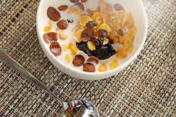 Corn serials with milk as breakfast