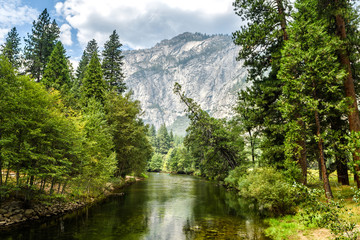 yosemite valley landscape at summer time