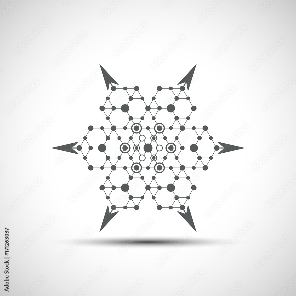 Aufkleber sacred geometry element. hexagonal element. geometrical sign with shadow.