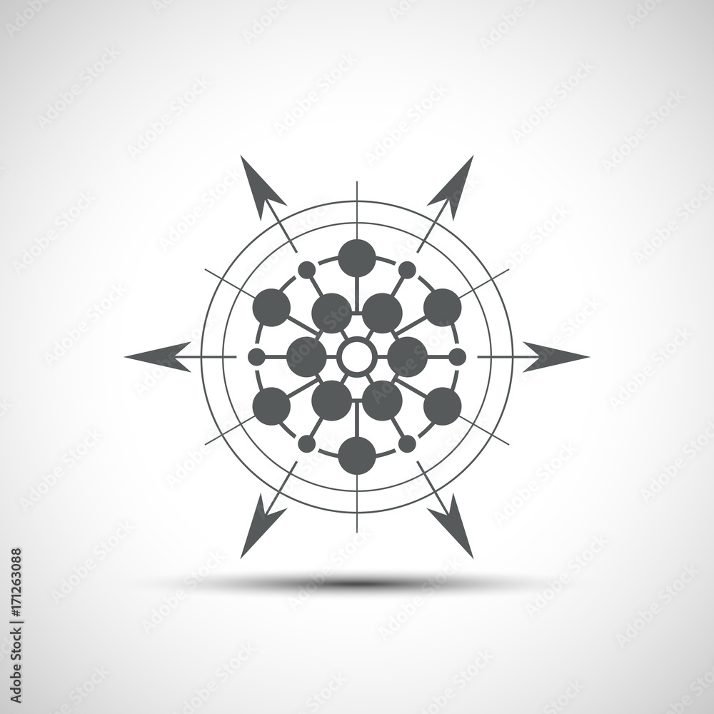 Poster sacred geometry element. hexagonal element. geometrical sign with shadow.
