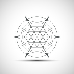 Fototapeta premium Sacred geometry element. Hexagonal element. Geometrical sign with shadow.