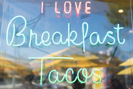 Neon Breakfast Tacos