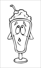 Surprised Cartoon Ice Cream Glass Vector Drawing