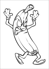 Angry Cartoon Banana Vector Drawing