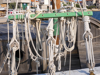 ropes on a sailboat on the Croatian coast