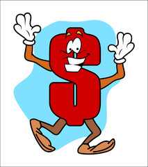 Happy Cartoon Dollar Symbol Vector Character