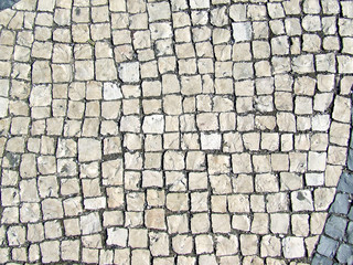 High angle cobblestone floor