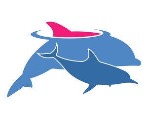 twin dolphins fish zoo wildlife fauna animal silhouette icon image vector