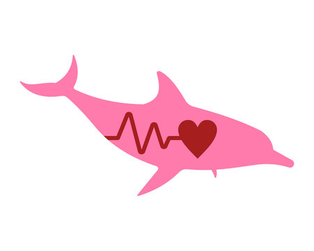 heartbeat dolphins fish zoo wildlife fauna animal silhouette icon image vector