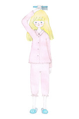 くしで髪をとかす女性