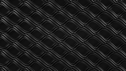 Black grid shape abstract 3D rendering