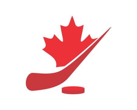 red hockey sport canada maple leaf icon image vector