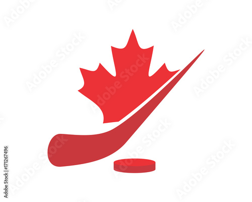 red hockey sport canada maple leaf icon image vector
