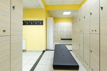 Locker room in hotel gym