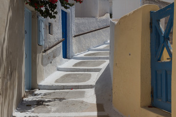 Street in Megalachori village, Santorini island, Greece