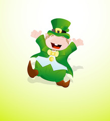 Dancing Cute Leprechaun-St. Patrick's Day Cartoon Vector Illustration