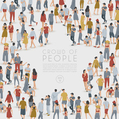 Crowd of People Standing in Star Shaped Frame on White Background : Vector Illustration