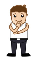 Happy Cartoon Man Thinking