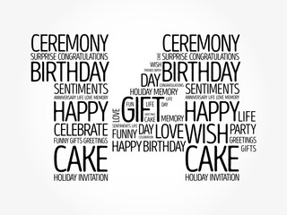 Happy 14th birthday word cloud collage concept