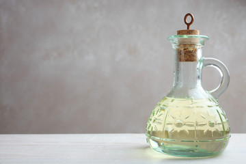 Peanut butter on a wooden table