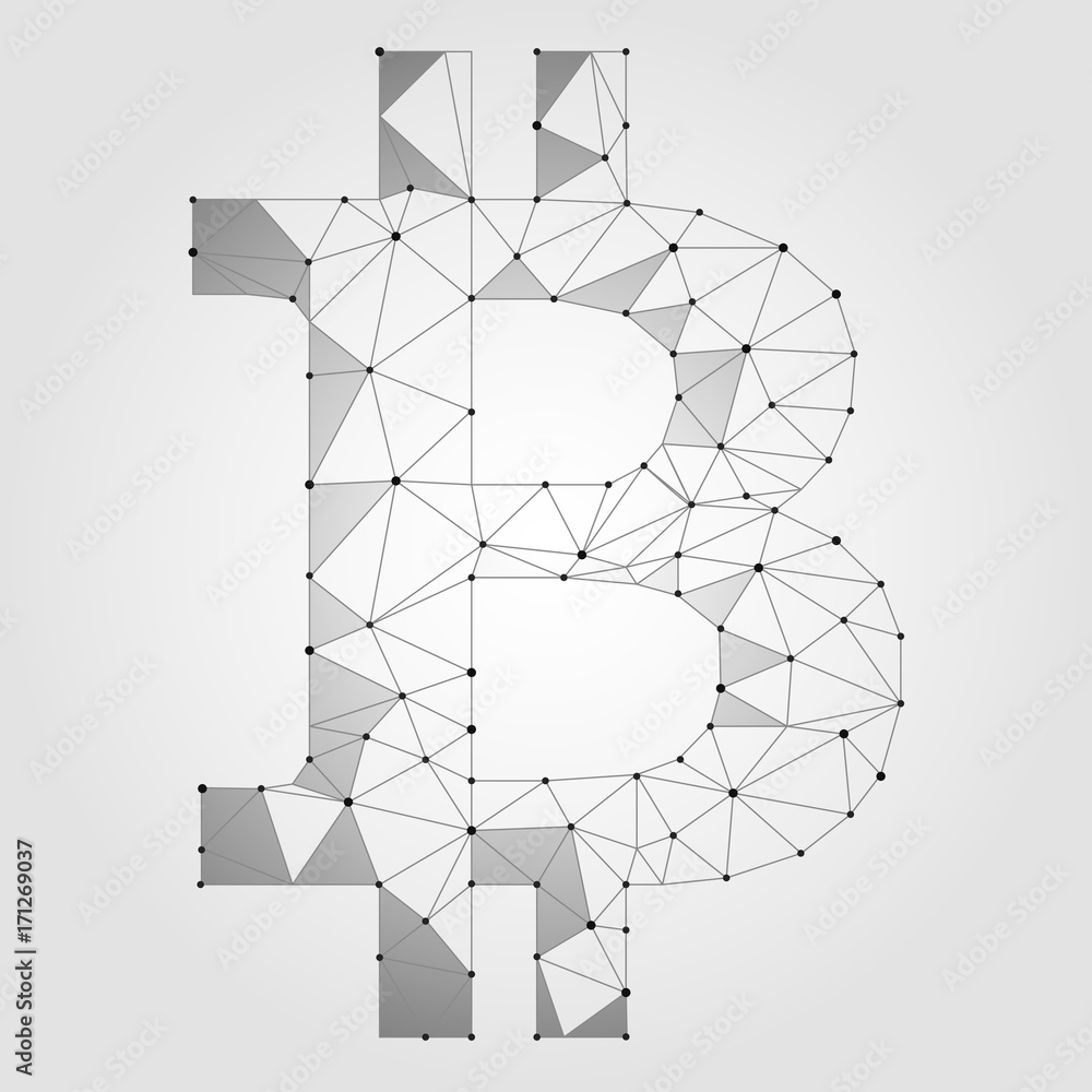 Poster crypto currency bitcoin. net banking mining future technology vector concept. cryptography finance d