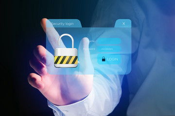Security login window displayed on a futuristic interface - Connection concept