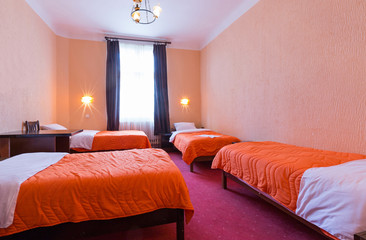 Interior of a hostell bedroom - obrazy, fototapety, plakaty