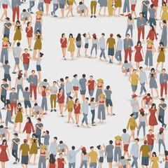 Crowd of People in The Shape of Number : Vector Illustration