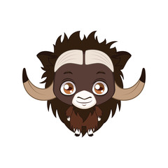Cute stylized cartoon musk ox illustration ( for fun educational purposes, illustrations etc. )